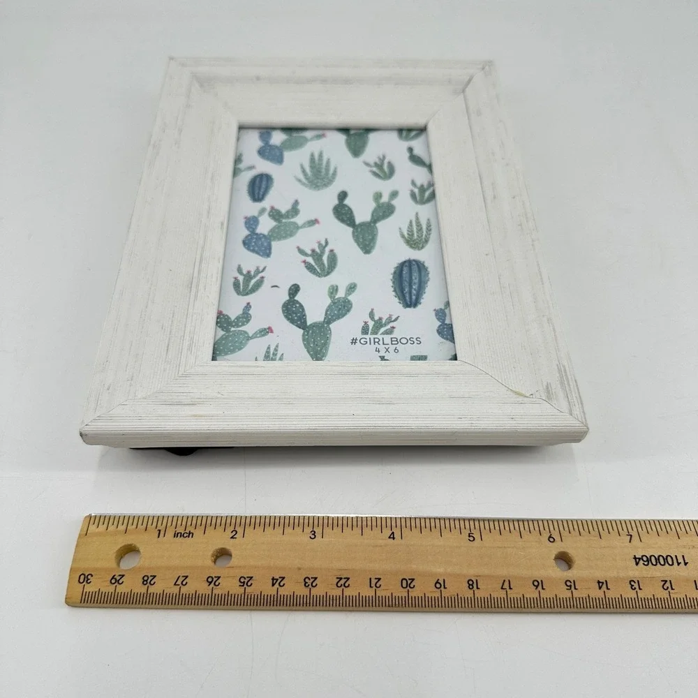 Girl Boss White Distressed Wood Picture Frame 4x6 Farmhouse Rustic Decor